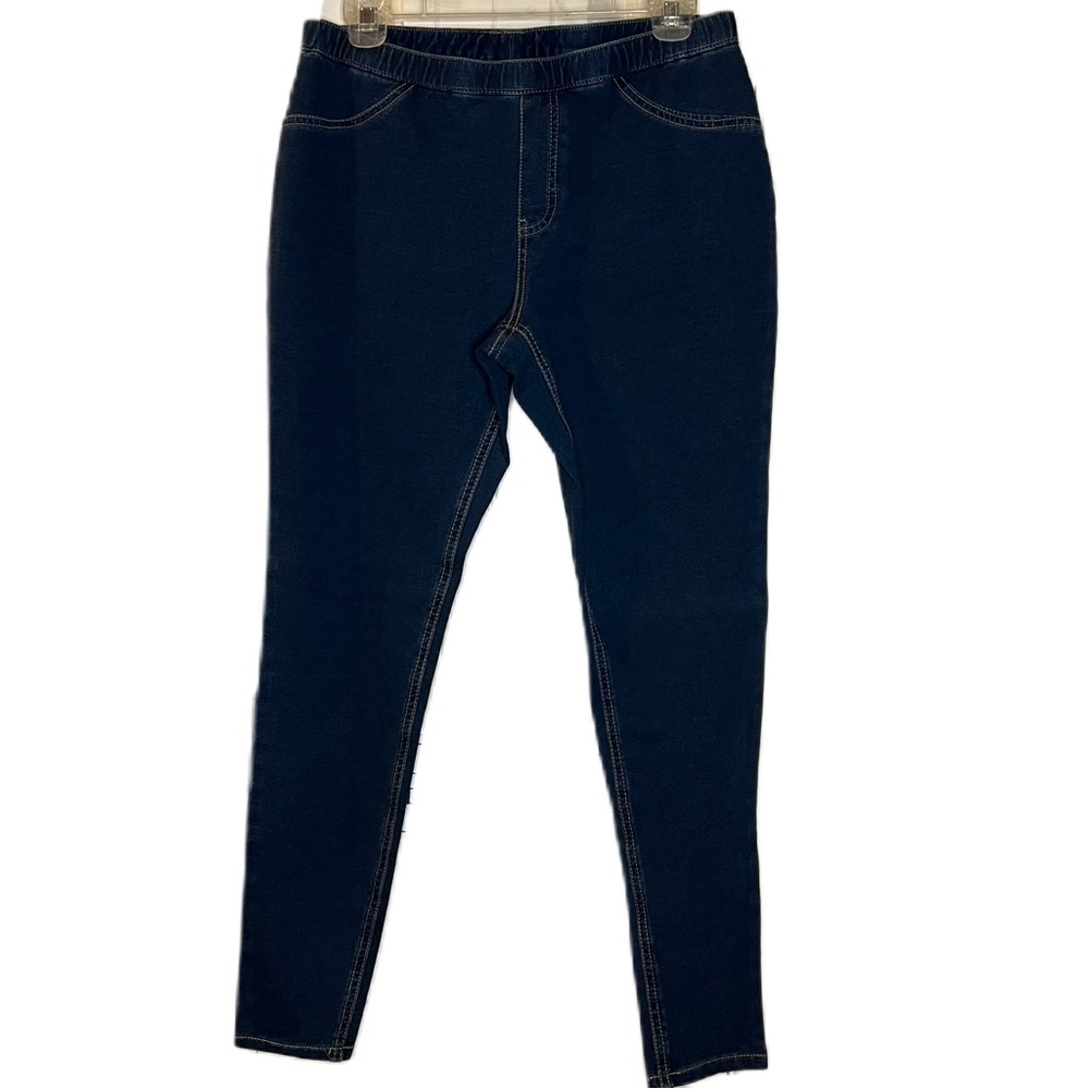 NWT Women HUE Navy Denim Skinny Legging Large